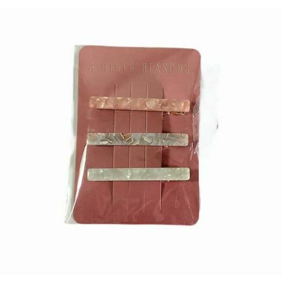 Barrettes Shell Abalone Look Rose Gray Ivory 8 OTHER REASONS Runway Clip NIP - Picture 3 of 3
